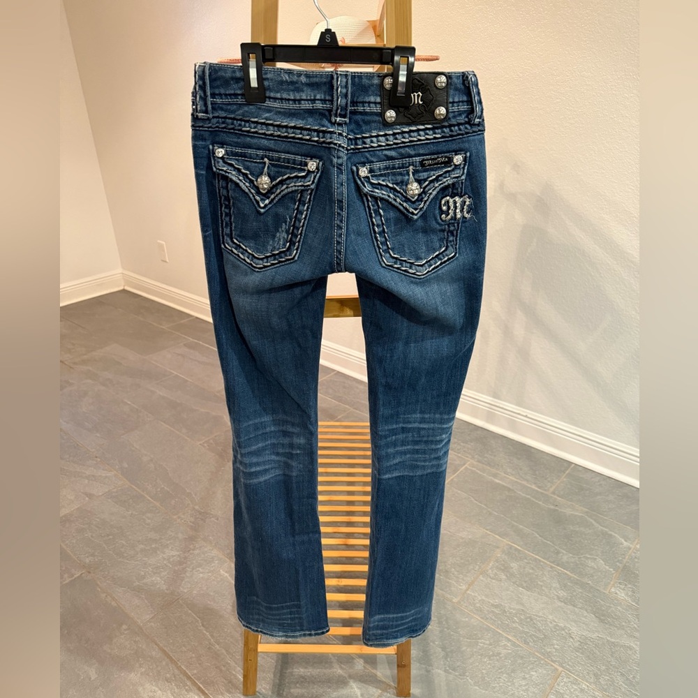 Miss Me Women's Distressed Blue Boot Cut Jeans, 25/32L